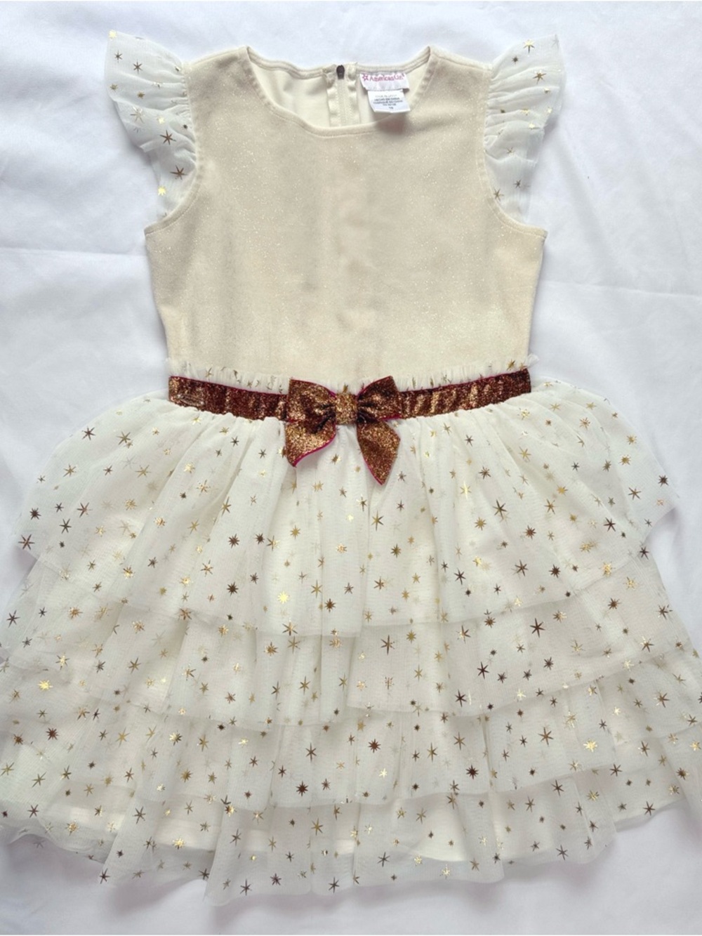 LIKE NEW American Girl Girls ALL THAT GLITTERS size 10 ruffle dress